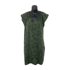 GAP Green and Black Floral Dress with Pockets